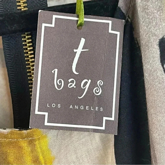 NWT T Bags Los Angeles Women's Small Tank Top 100% Rayon $127 Yellow Black Sm S - Picture 4 of 8